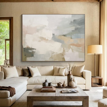 Pastel Tones Abstract Soft Shapes Painting On Canvas DKH246