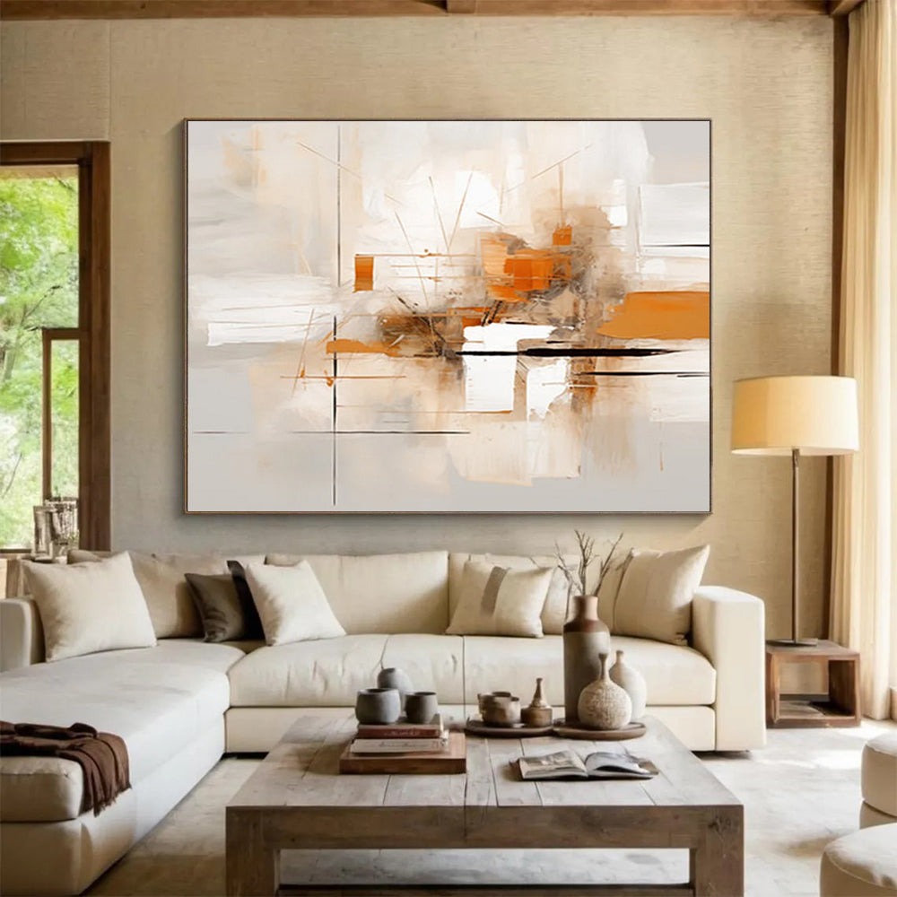 “Subtle Tones Abstract Geometry” Minimalist Abstract Painting On Canvas DLZ097