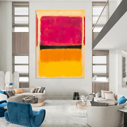 “Pink, Black, Orange & Yellow Color Layers” - Abstract Layered Painting On Canvas DKH1609