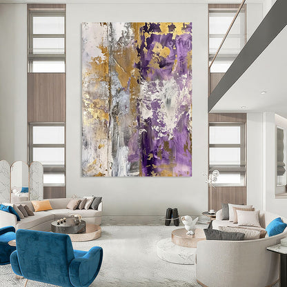 “Purple - Gold Textured Abstraction” - Textured Abstract Painting On Canvas DTP134