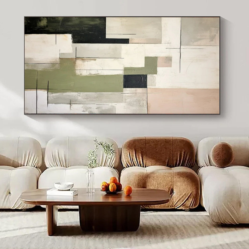 Mixed Neutrals, Geometric Shapes & Lines - "Structured Serenity" - Abstract Oil Painting CT1445