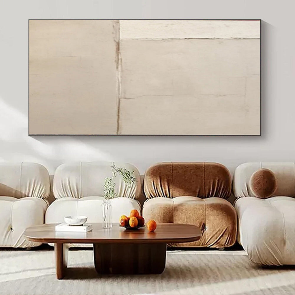 Cracked Beige Plaster - Textural Abstract Plaster & Paint On Canvas CT1304
