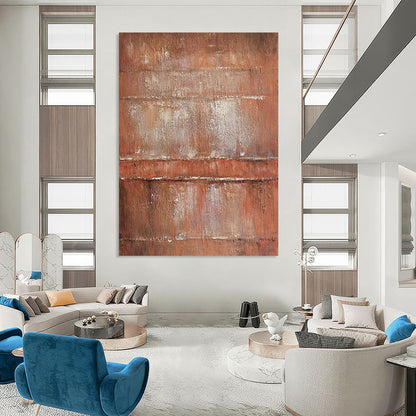 Rusty Brown & White Textured Layers - Abstract Painting On Canvas CT2303