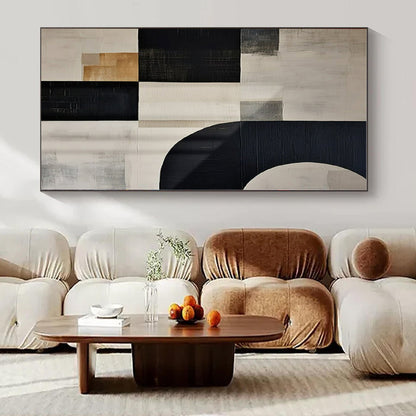 Mixed - neutral Geometric Blocks - Abstract Geometric Acrylic Painting CT1373