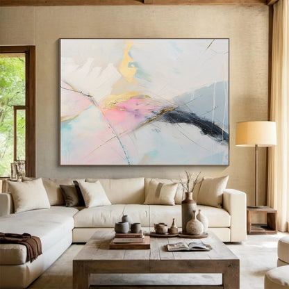 “Pastel & Gold Abstract” Abstract Acrylic Painting On Canvas DKH479