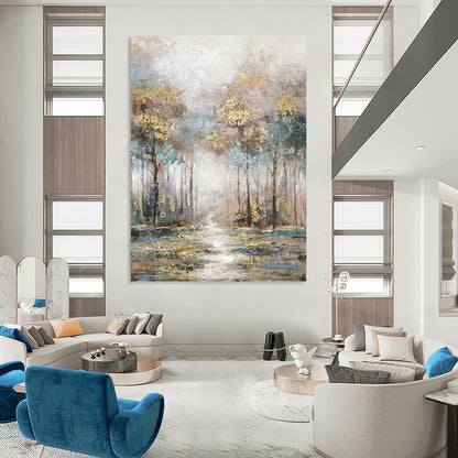 Misty Forest Path in Soft Tones - Landscape Painting On Canvas DKH1433