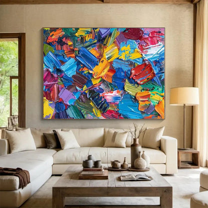 “Vibrant Color Bursts, Textured Dabs” - “Color Carnival”，Abstract Impasto Painting CT0685