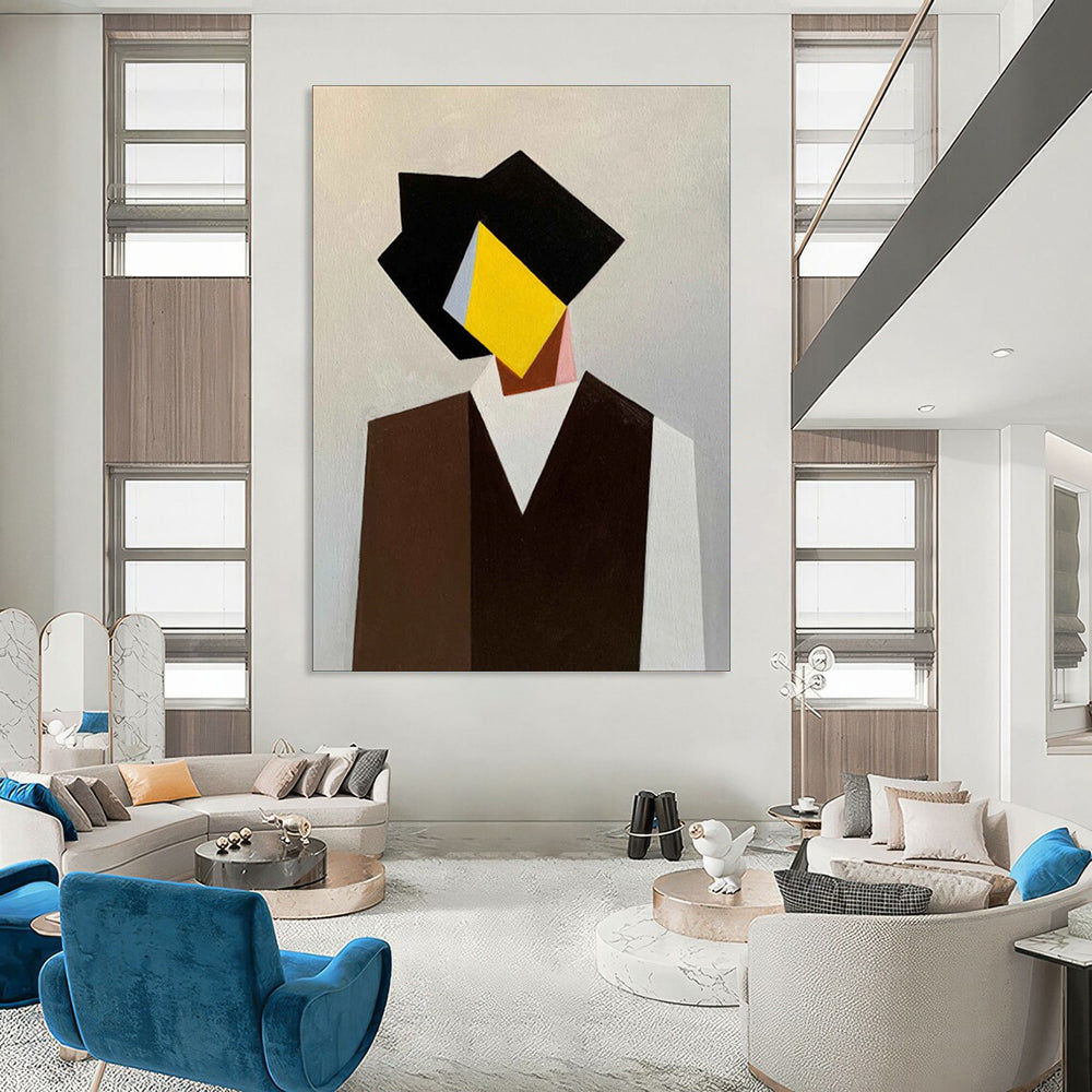 “Geometric Gentleman Silhouette” – Cubist Portrait Acrylic CT2076