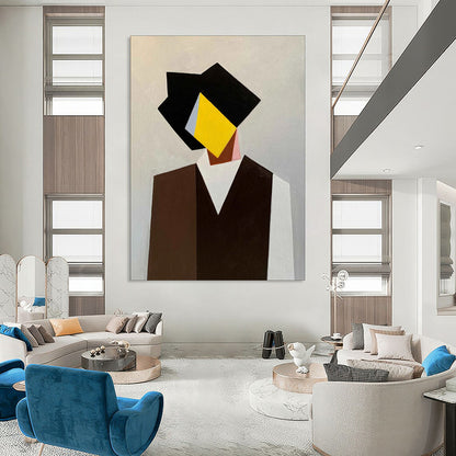 “Geometric Gentleman Silhouette” – Cubist Portrait Acrylic CT2076