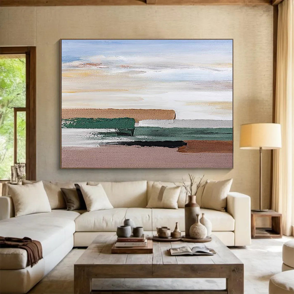 “Pastel Tones Abstract Layers” - Gentle Landscape Painting On Canvas DKH788