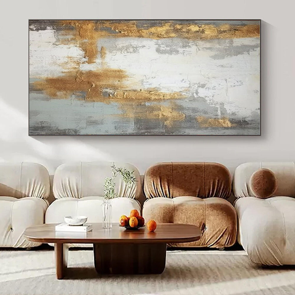 Grey - Gold Textured Abstract - Abstract Impasto Acrylic CT1270