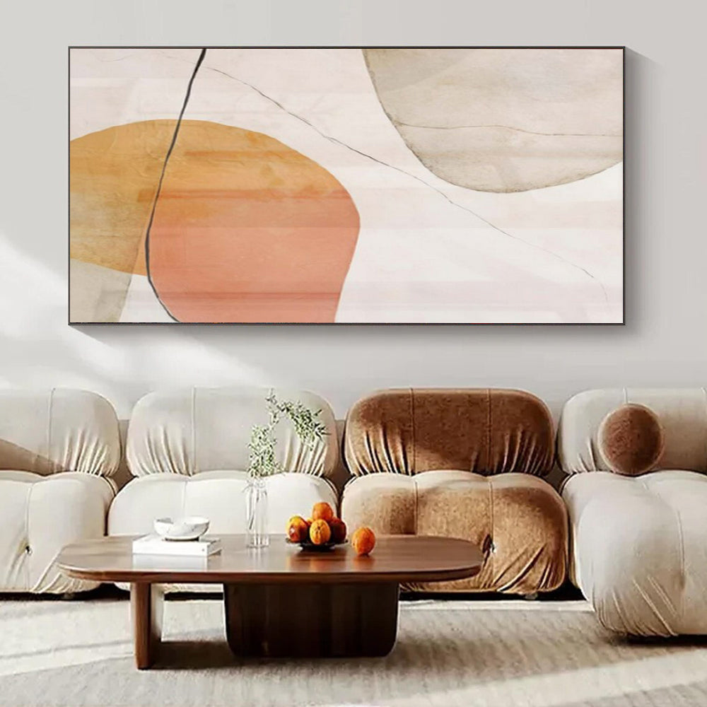 “Soft - Toned Geometric Forms with Thin Lines (Revisited)” – Abstract Geometric Painting CT1059