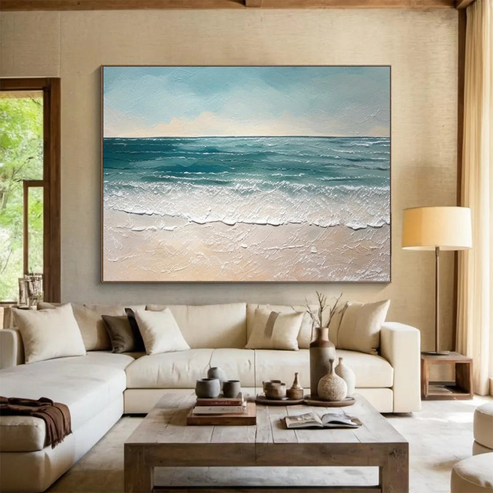 “Blue - Green Seaside Serenity” Seascape Painting On Canvas DLZ062