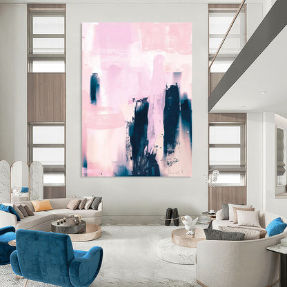 “Pink and Indigo Urban Abstract” - Abstract Expressionist Painting On Canvas DTP179