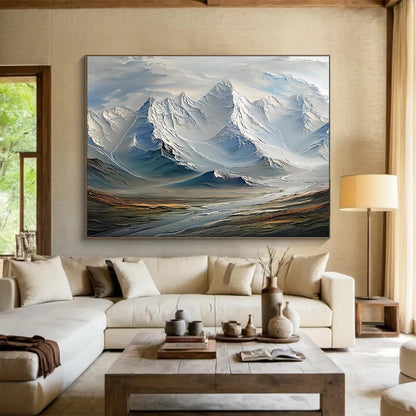 “Snowy Mountain Majesty” Surreal Landscape Painting On Canvas DKH470
