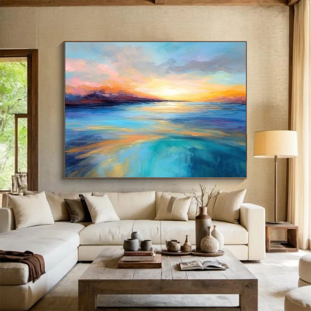 “Vibrant Sunset Over The Sea” Seascape Painting On Canvas DLZ069