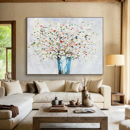 Colorful Flower Bouquet - Impasto Floral Painting On Canvas DLZ220