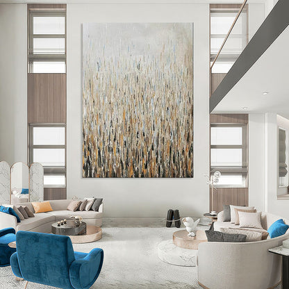 “Textured Reeds in Neutral Tones” - Impasto Abstract Landscape on Canvas CT1889