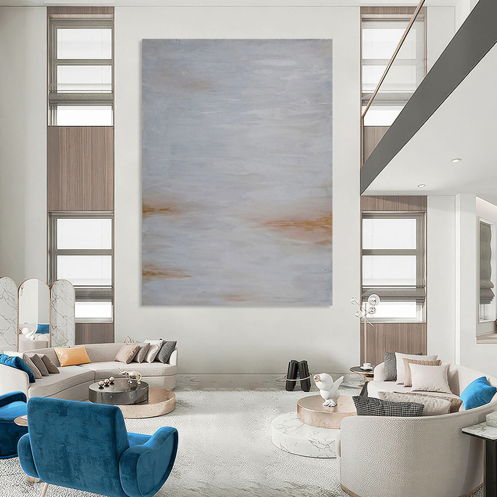 “Soft Gray & Brown Abstract Haze” - Abstract Painting On Canvas CT2322