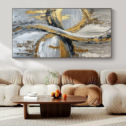 Intertwined Gold & Grey Loops - Abstract Textured Acrylic CT1251