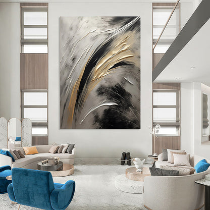 “Silver - Gold Textured Abstraction” - Textured Abstract Painting On Canvas DTP126