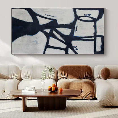 Black - White Geometric Tree - Geometric Abstract Acrylic Painting CT1418