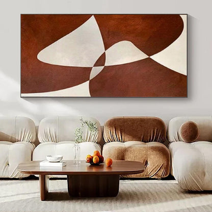 “Brown and White Intertwined Forms” – Geometric Abstract Painting CT1114