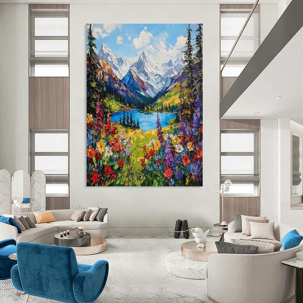 “Vibrant Mountain Landscape” – Impressionistic Oil Painting On Canvas CT2156