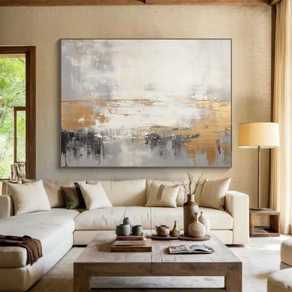 “Gilded Abstract Horizon” Abstract Painting On Canvas DLZ108