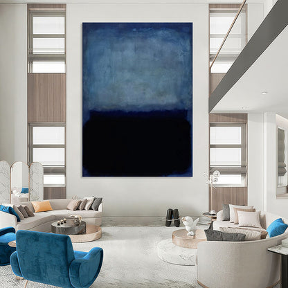 “Soft Blue & Deep Black Layers” - Rothko - Inspired Color - Field Painting On Canvas DKH1617