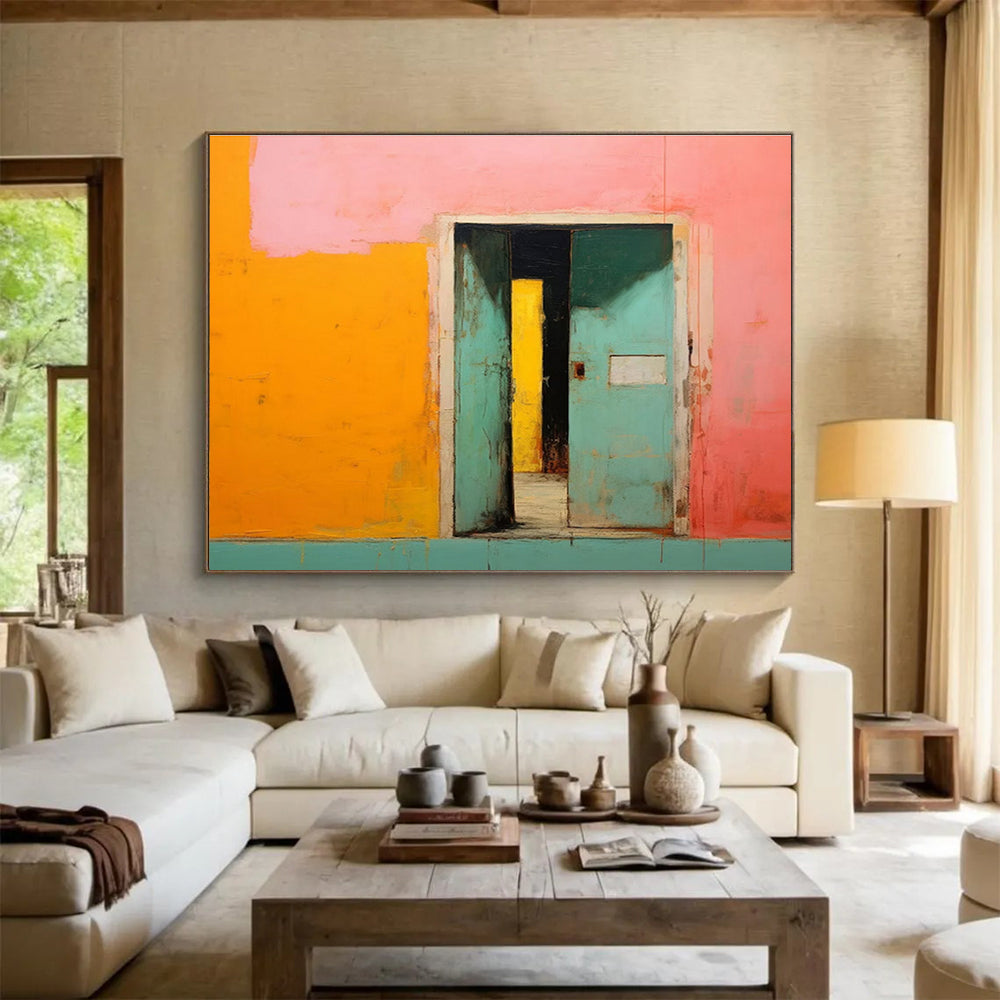 Colorful Doorway - Abstract Architectural Painting On Canvas DKH641