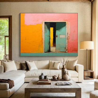 Colorful Doorway - Abstract Architectural Painting On Canvas DKH641