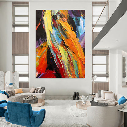 Colorful Impasto Mountain - Abstract Landscape Painting On Canvas DKH1262