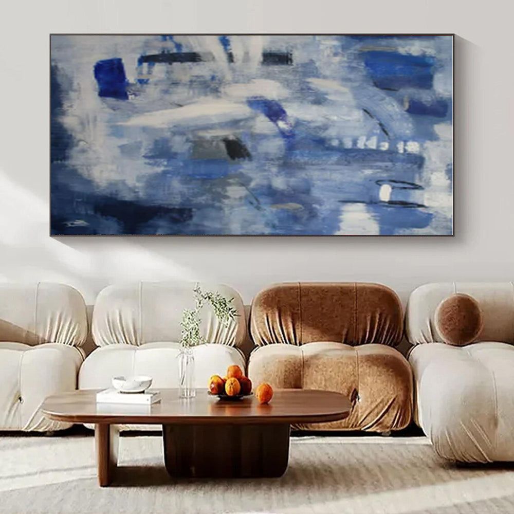 Blue - Grey Abstract Layers - Abstract Layered Acrylic Painting CT1419
