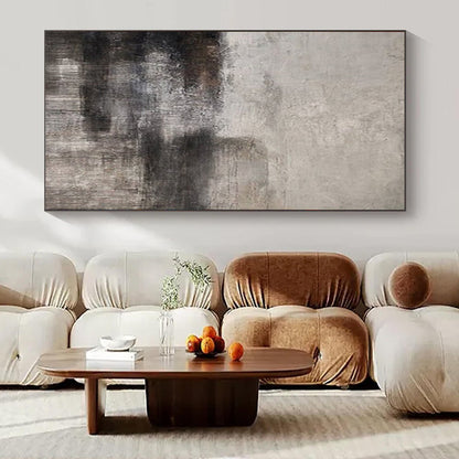 “Gray - Black Textured Horizons” – Abstract Textured Landscape Art CT0982
