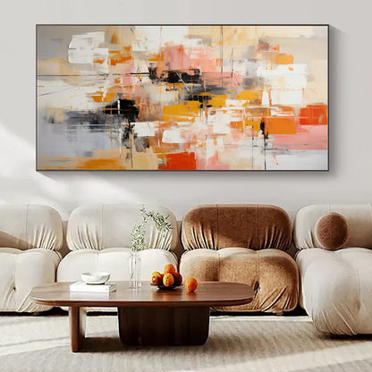 Orange - Pink Abstract Composition - Abstract Geometric Acrylic Painting CT1391