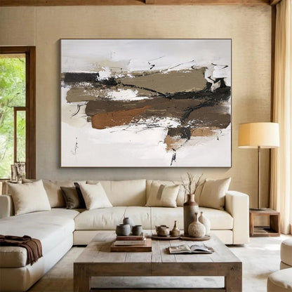 “Brown - Black - White Textured Forms” ，Abstract Acrylic Painting CT0794