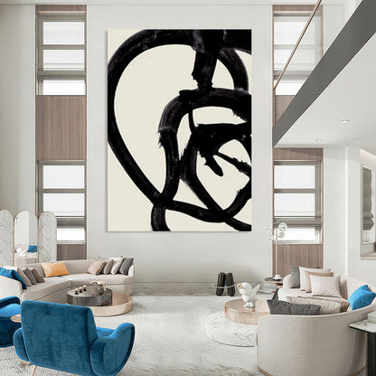 “Twisted Black Ink - Like Loops” - Abstract Painting On Canvas CT2317