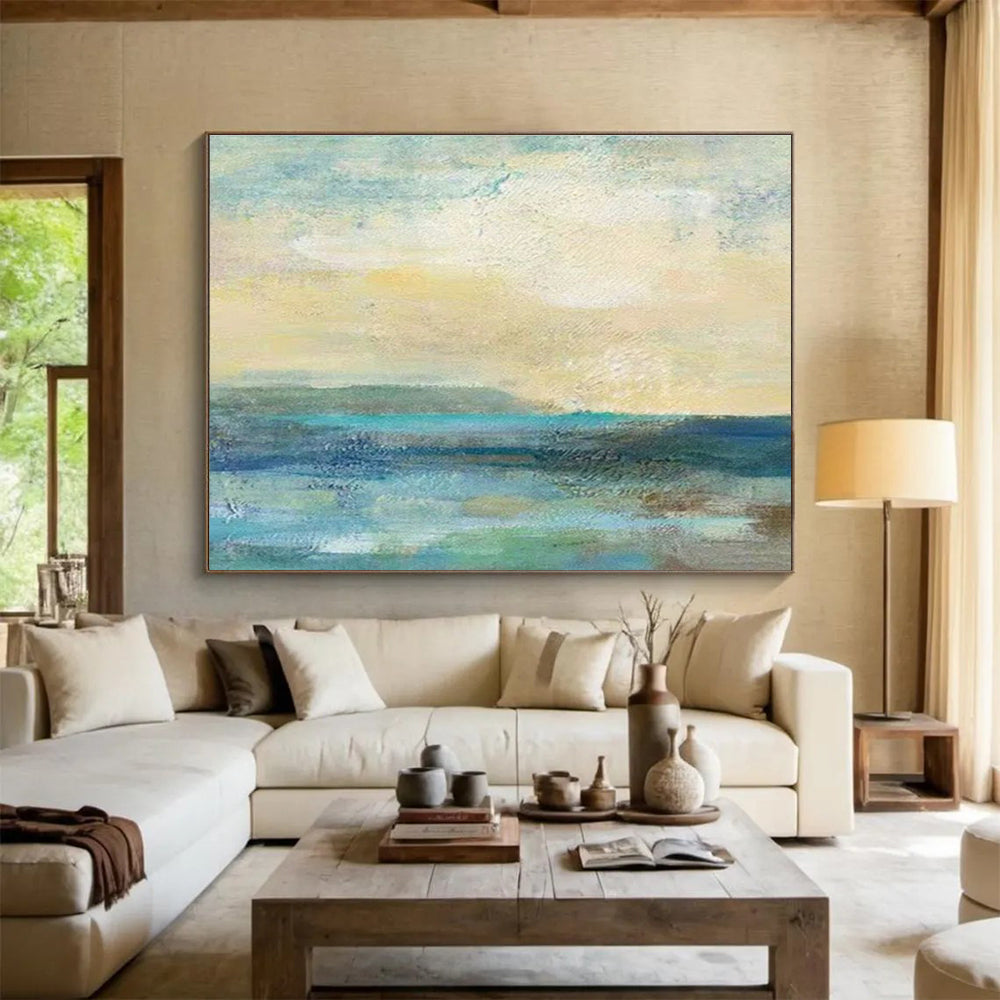 “Blue - Green Abstract Sea” Abstract Acrylic Painting On Canvas DKH435