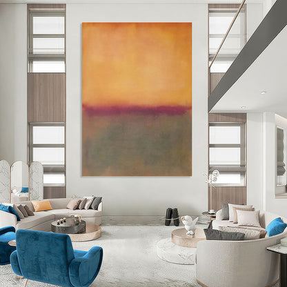 “Warm Gradient Horizons with Purple Accent” - Subtle Abstract Landscape Painting On Canvas DKH1602