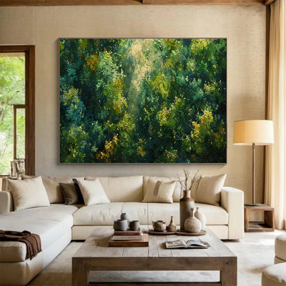 “Sunlit Forest Canopy” - Impressionistic Landscape Painting On Canvas DKH811