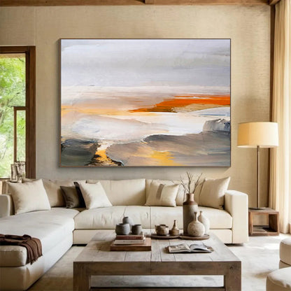 “Muted Tones: Abstract Horizon” Abstract Oil Painting On Canvas DKH382