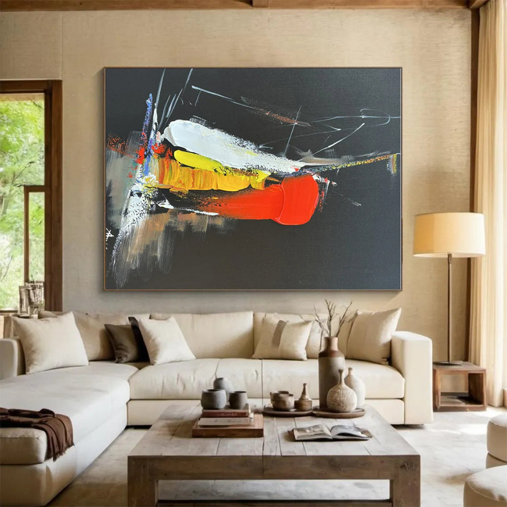 “Black - Red - Yellow - White Bold Strokes” ，Abstract Acrylic Painting CT0812