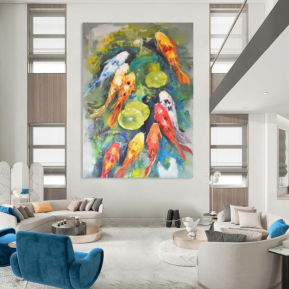 “Colorful Koi Fish Abstract” - Animal - Inspired Abstract Painting On Canvas CT2351