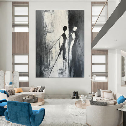 “Silhouettes in Black and White” - Minimalist Figurative Painting CT1996