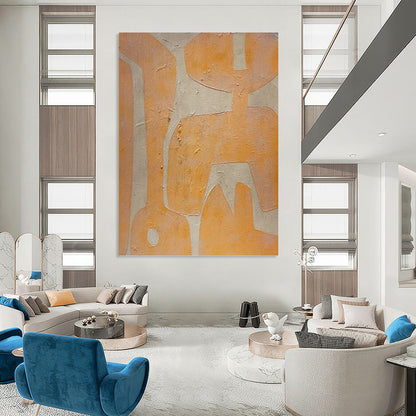 “Orange Geometric Forms” - Playful Abstract Painting On Canvas DKH1073