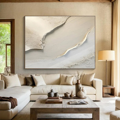 Textured Neutral Abstract - Subtle Beiges and Layered Textures Painting On Canvas DKH040