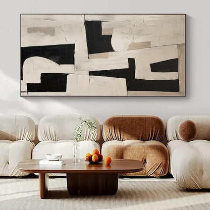 Monochrome Geometric Blocks - Abstract Geometric Acrylic Painting CT1364