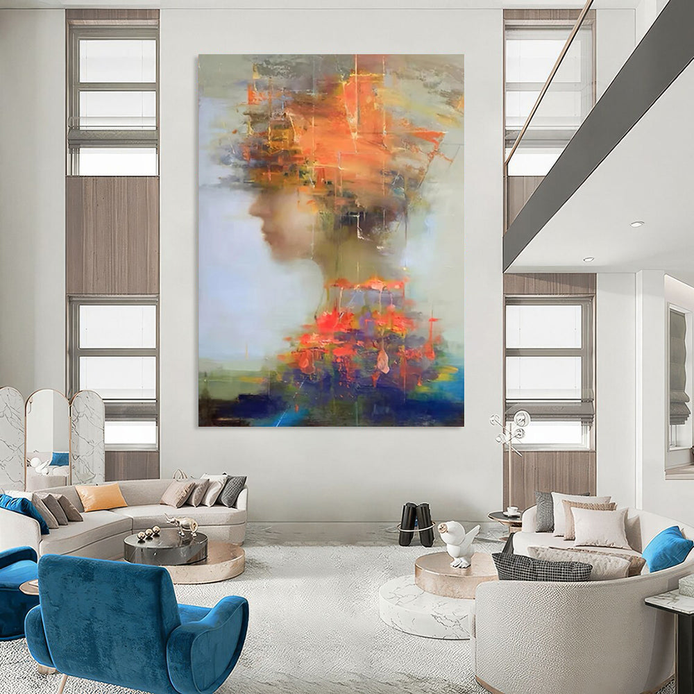 “Colorful, Abstract Portrait ‘Mind’s Mosaic’” - Expressive Figurative Painting On Canvas DTP318