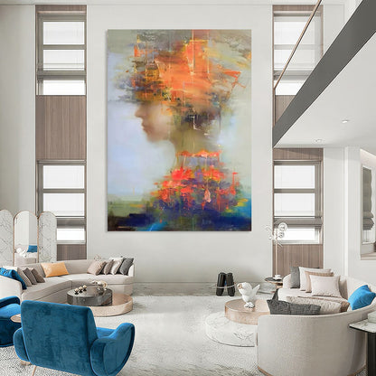 “Colorful, Abstract Portrait ‘Mind’s Mosaic’” - Expressive Figurative Painting On Canvas DTP318